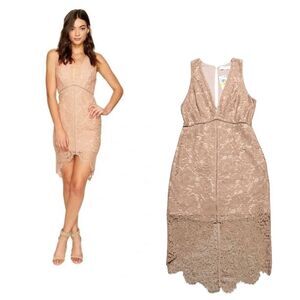 ASTR NWT Nude Lace Caroline Hi-Lo Midi Dress M